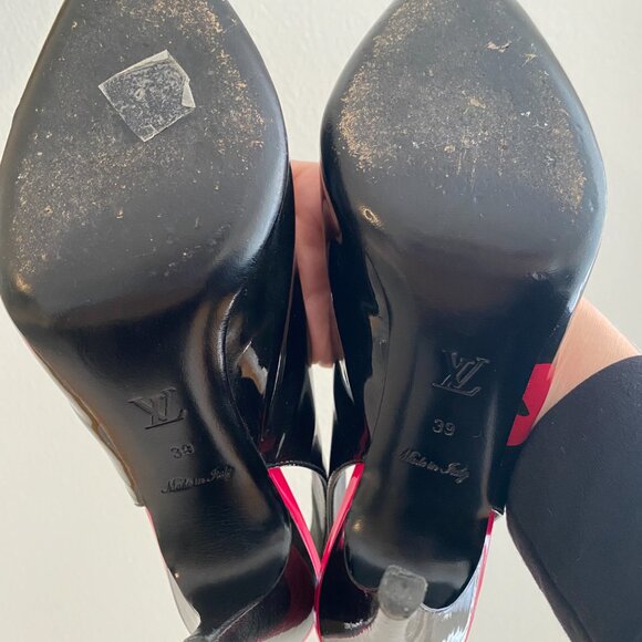 LOUIS VUITTON Patent Graffiti Slingback Pumps Black and Pink Size - Picture 5 of 5
